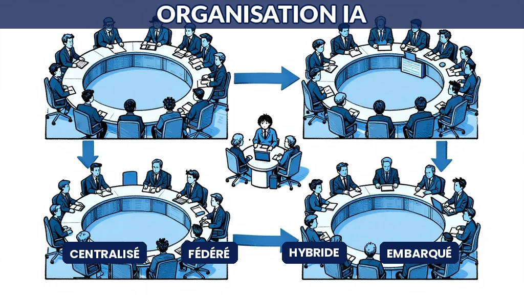Les quatre modèles organisation IA centralisé fédéré hybride embarqué