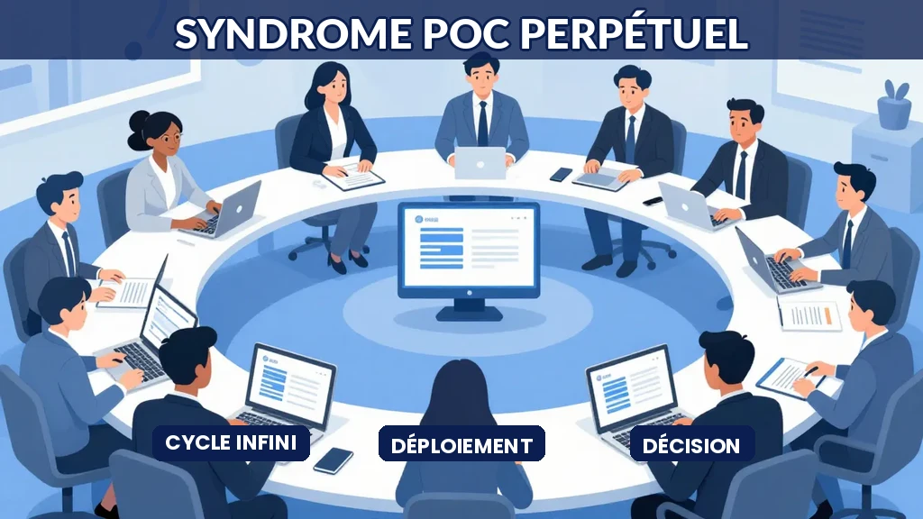 Illustration du syndrome du POC perpétuel, entreprise piégée dans des tests sans fin