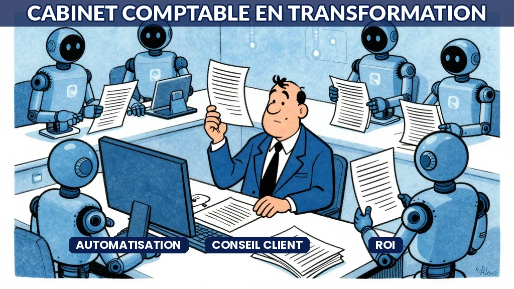 Expert-comptable utilisant l'IA pour automatiser le traitement des factures et données comptables, gagnant du temps pour le conseil client