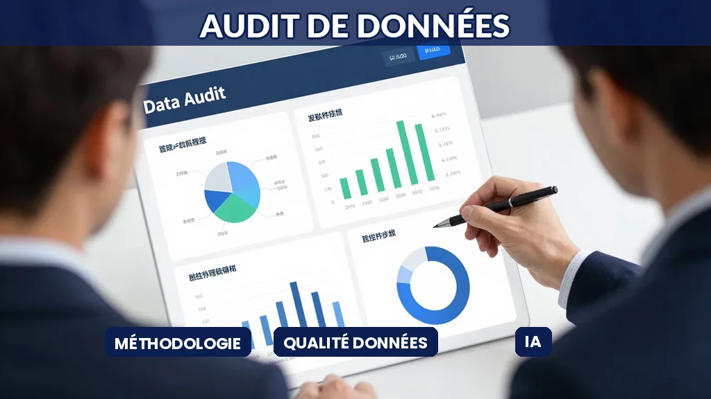 Audit de données : professionnel analysant qualité et structure des données d'une organisation