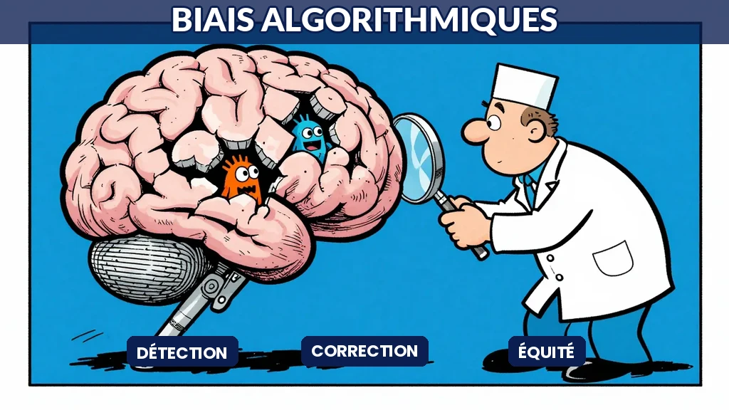 Illustration de la détection et correction des biais algorithmiques dans les systèmes IA