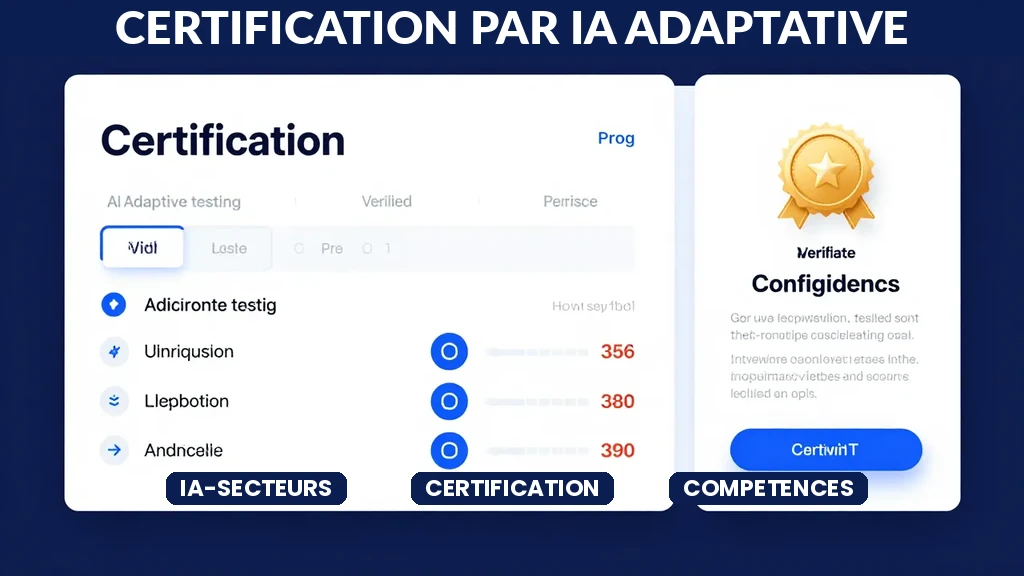 Plateforme de certification avec tests adaptatifs, évaluation des compétences et certificats vérifiables