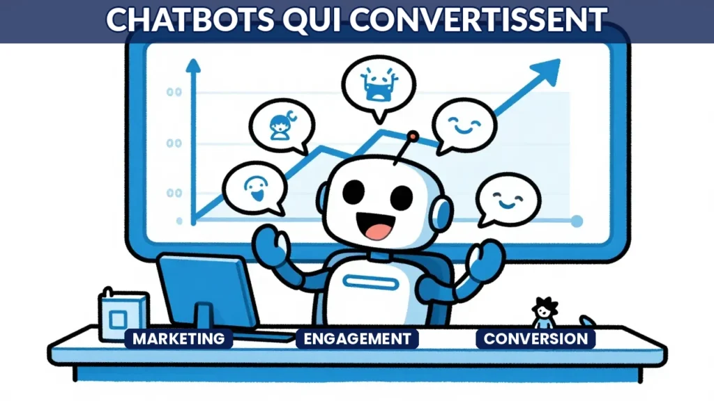 Chatbots marketing IA 2026 - robot conversationnel engageant des clients