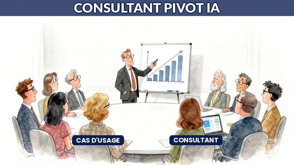 Consultant d'affaires analysant des données d'IA sur écran multiple