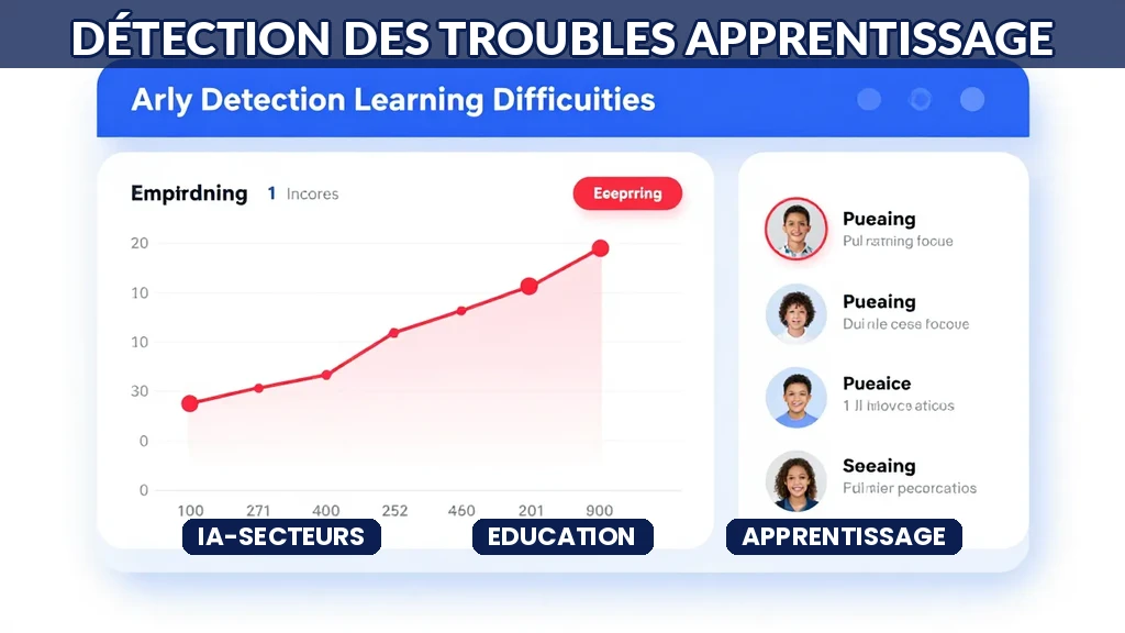 Tableau de bord d'IA pour détection précoce des difficultés d'apprentissage montrant progression avec alertes précoces