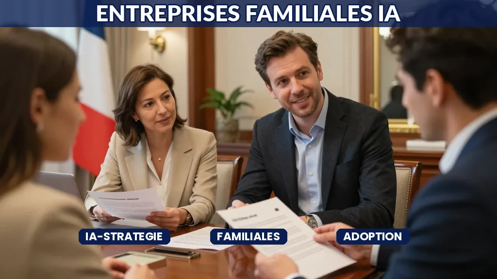 Dirigeant entreprise familiale examinant strategie adoption intelligence artificielle bureau professionnel