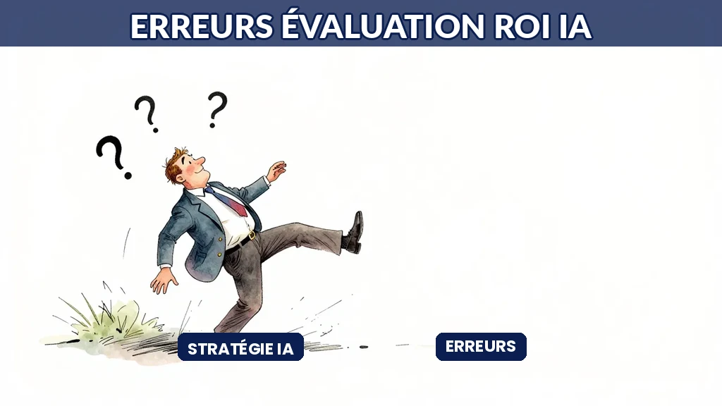 Manager trébuchant sur les erreurs courantes d'évaluation ROI de l'IA