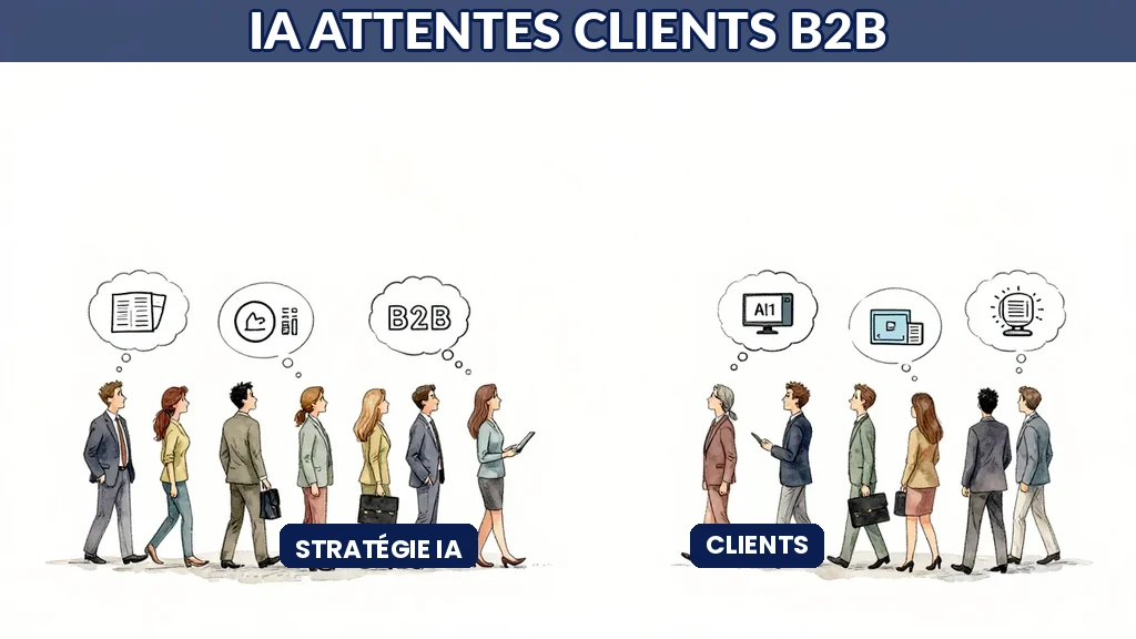 Evolution des attentes clients en B2B avec trois niveaux : intégration IA, personnalisation intelligente, support prédictif
