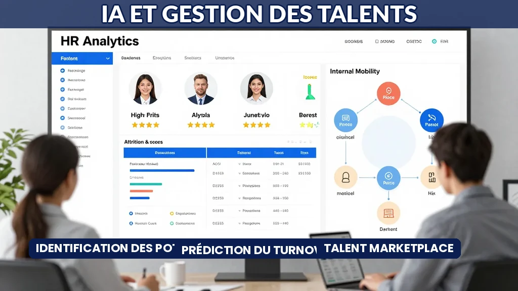 Dashboard de gestion des talents avec analytics prédictives, données de performance et scores de rétention