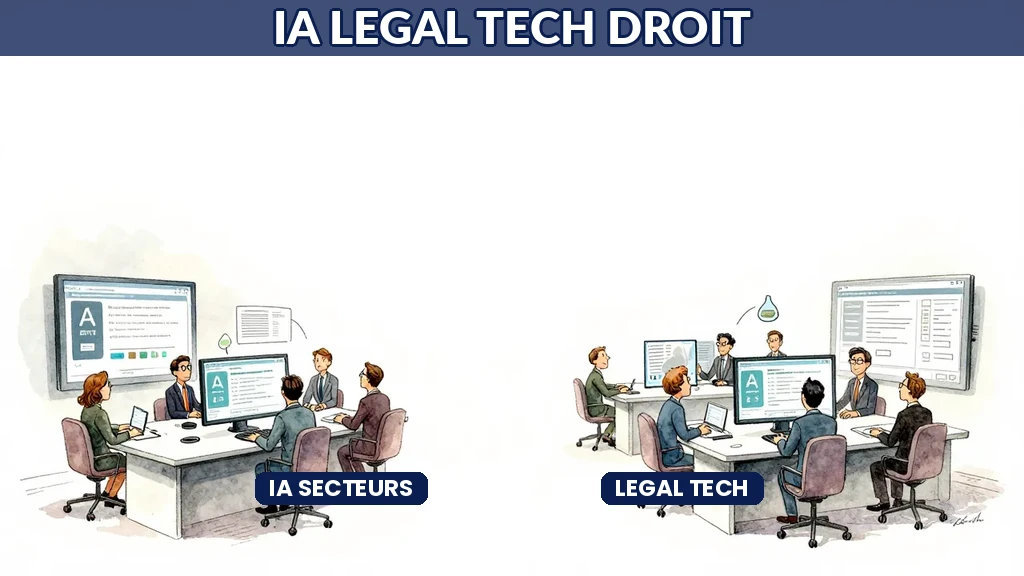 Interface de legal tech avec IA analysant des documents juridiques