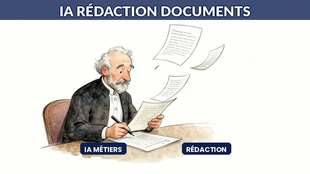 Juriste rédigeant des documents assisté par l'IA avec suggestions intelligentes