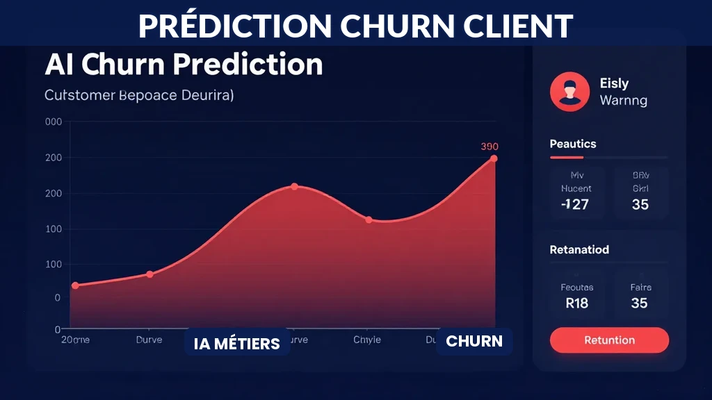 Prédiction churn client avec courbe risque départ et alertes précoces