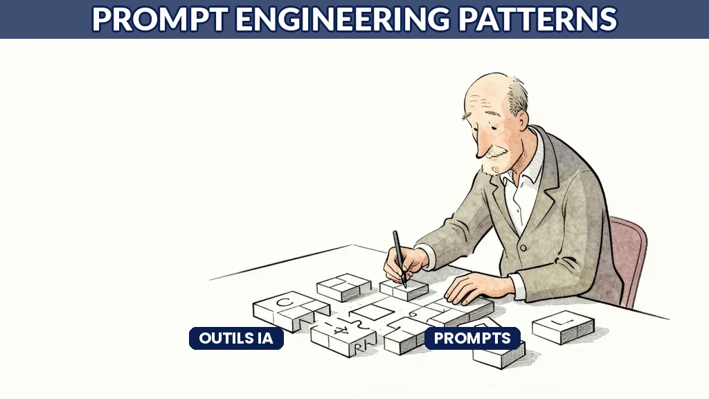 Prompt engineer assemblant des patterns structurés comme des blocs de construction