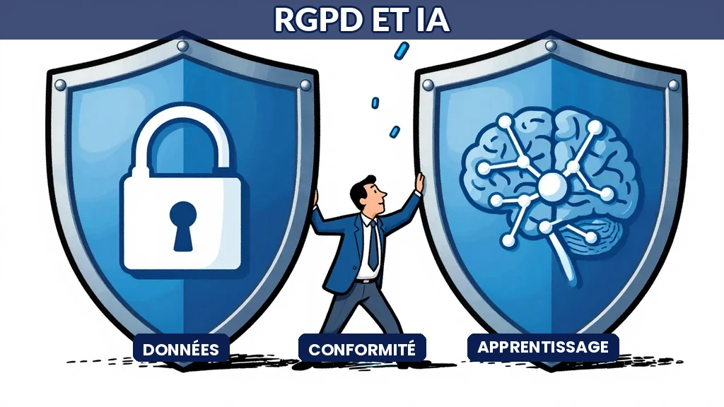 Schéma illustrant la conciliation entre RGPD et modèles apprentissage IA en entreprise