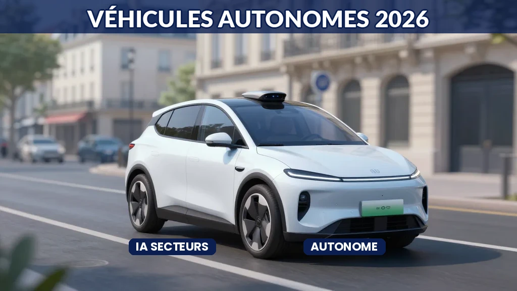 Voiture autonome prototype roulant dans rue urbaine française