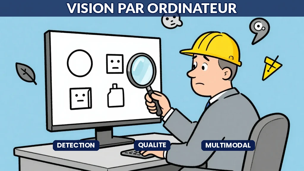 Illustration éditoriale d'un robot analysant une scène par computer vision