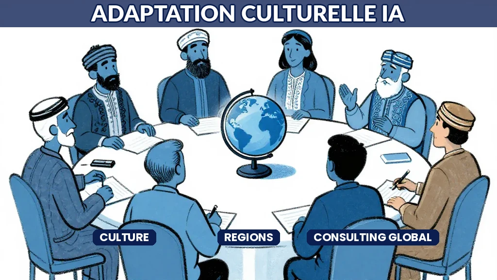 Consultant en intelligence artificielle collaborant avec des équipes multiculturelles dans un contexte international