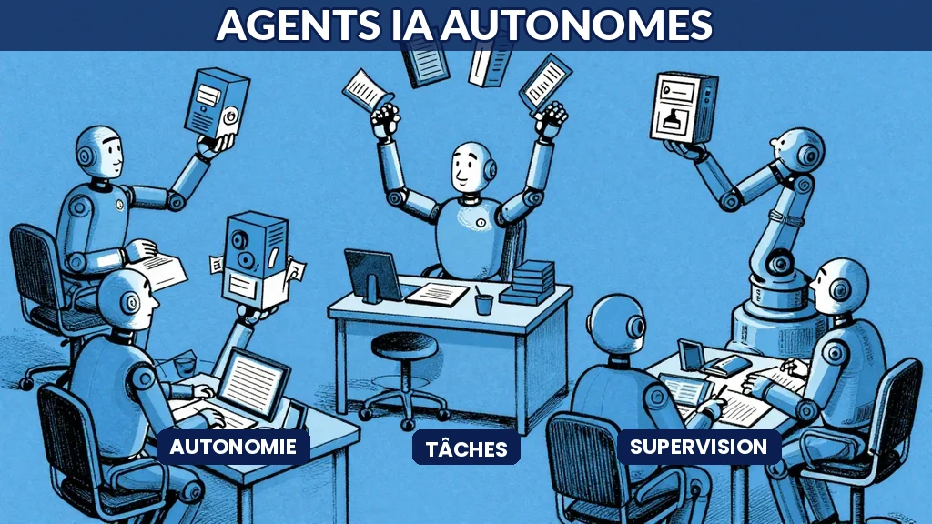 Agent IA en action accomplissant plusieurs tâches en parallèle