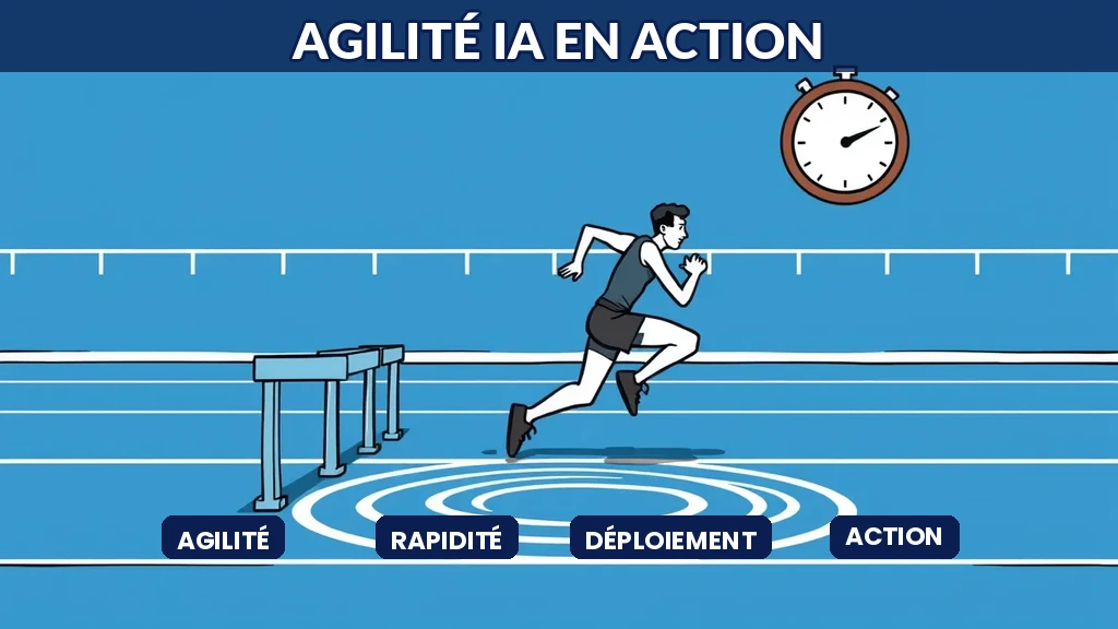 Coureur sur une piste avec des motifs de circuits IA démarrant rapidement des starting-blocks