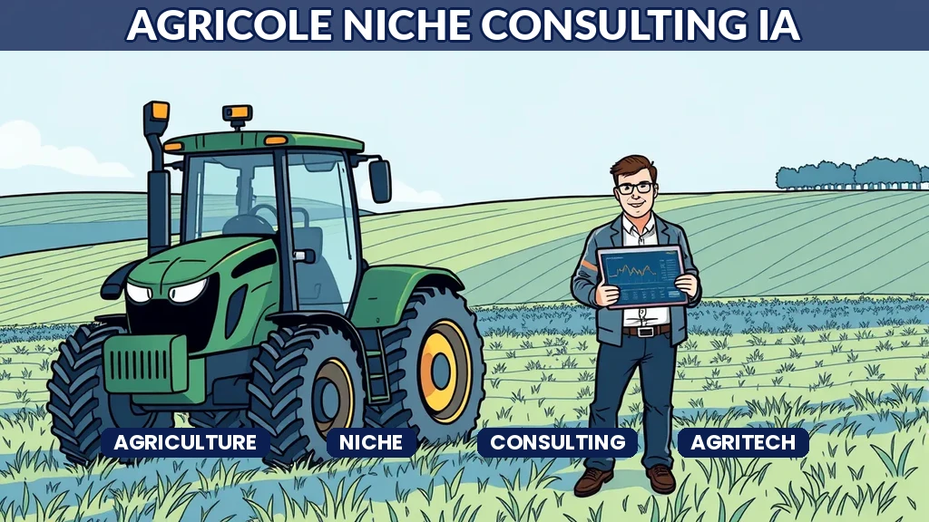 Consultant IA dans un champ agricole avec tracteur connecté et tablette affichant des analyses de cultures