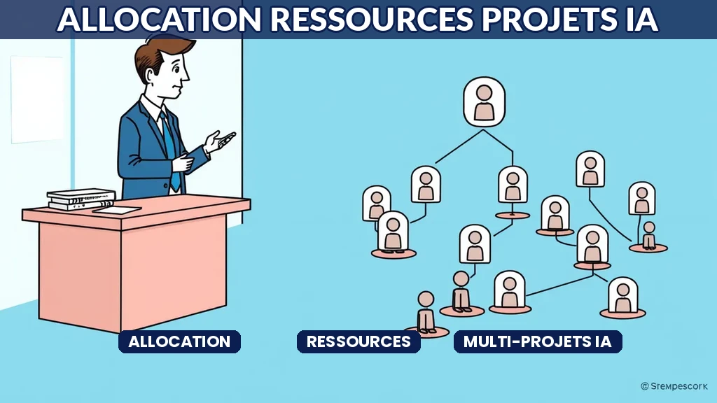 Schéma de répartition des ressources entre plusieurs projets intelligence artificielle simultanés