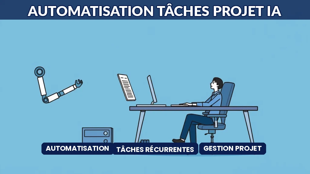 Tableau de bord gestion de projet montrant des tâches automatisées par intelligence artificielle