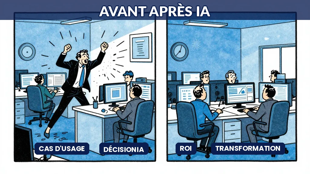 Before after transformation chaotic office organized AI-powered