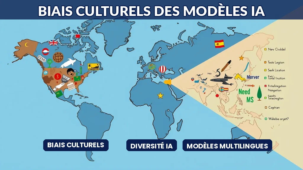 Représentation visuelle de biais culturels dans un modèle intelligence artificielle avec données multilingues et diversité géographique