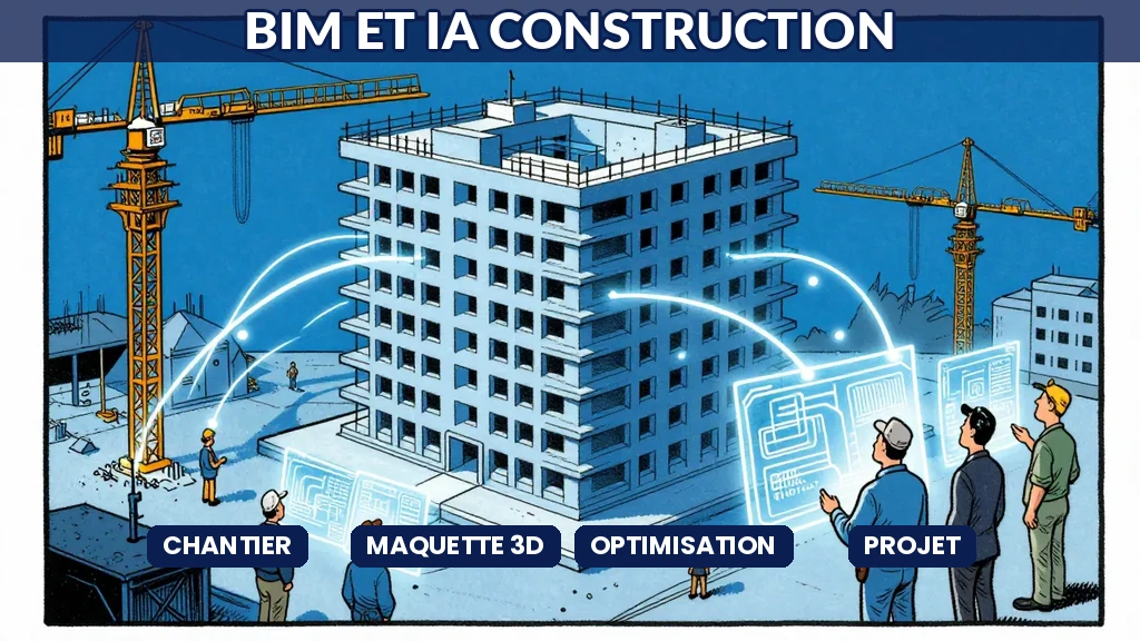 BIM et intelligence artificielle optimisant les projets de construction avec maquette numérique