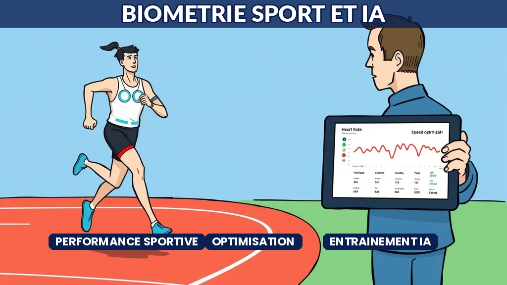 Athlète équipé de capteurs biométriques avec tableau de bord danalyse de performance et optimisation dentraînement par intelligence artificielle