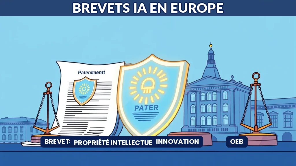 Documents de brevets IA avec symboles juridiques européens