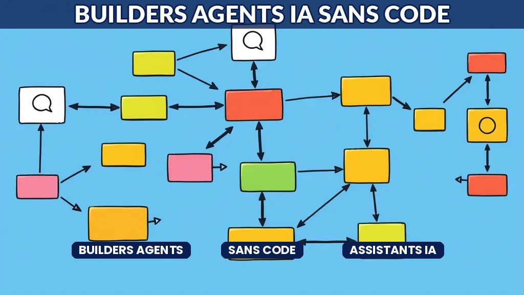 Interface visuelle de builder agents IA montrant un workflow de création assistant intelligent