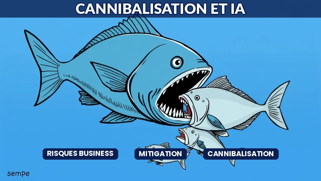 Diagramme illustrant les zones de cannibalisation entre offres traditionnelles et nouvelles solutions IA dans une entreprise