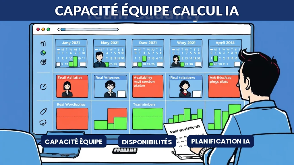Tableau de bord montrant la capacité réelle des membres équipe projet avec indicateurs IA