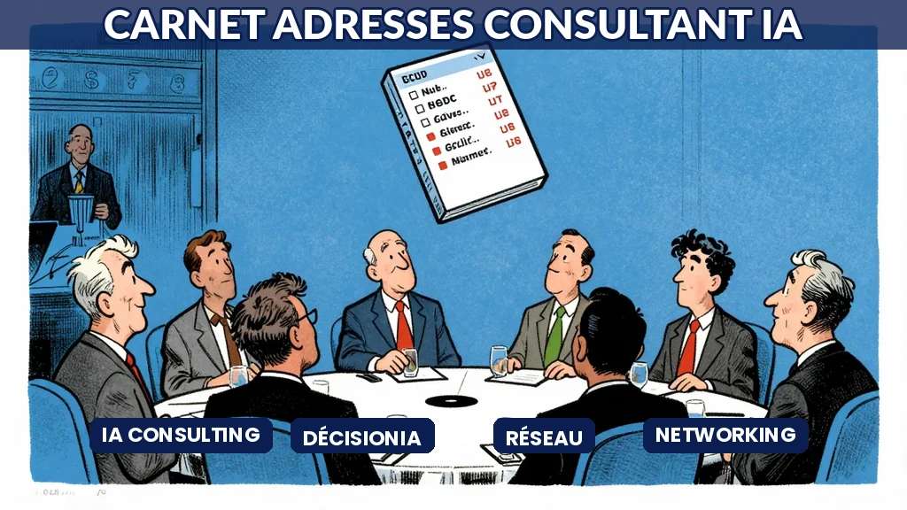 consultant with address book at tech conference