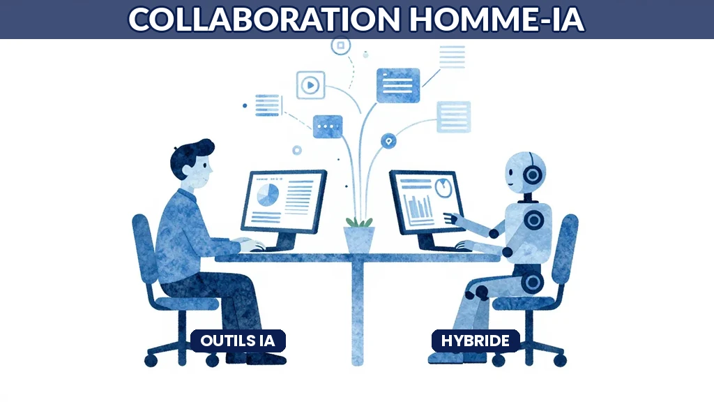 Humain et robot collaborant côte à côte workflow hybride