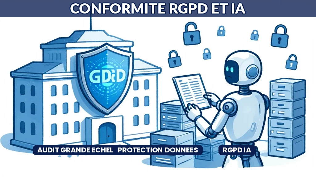 Interface daudit automatisé RGPD affichant des résultats de conformité analysés par intelligence artificielle
