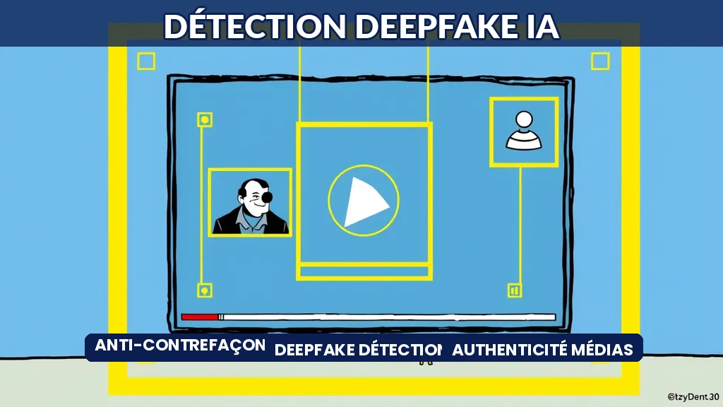 Système de détection de deepfake par intelligence artificielle analysant une vidéo avec zones suspectes identifiées en surbrillance