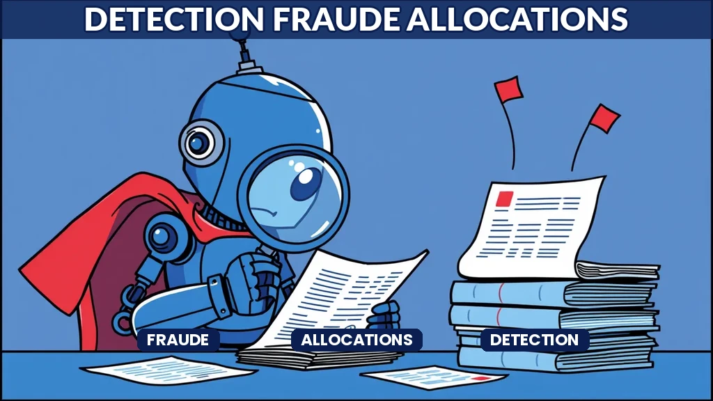 ** Tableau de bord de détection de fraude aux allocations sociales par intelligence artificielle avec indicateurs de risque