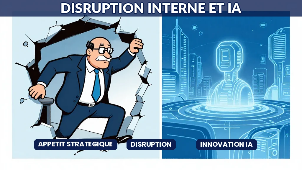 Dirigeant analysant un tableau de bord stratégique pour anticiper la disruption interne par intelligence artificielle