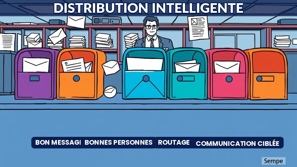 Interface IA de distribution intelligente routant des messages internes vers les collaborateurs