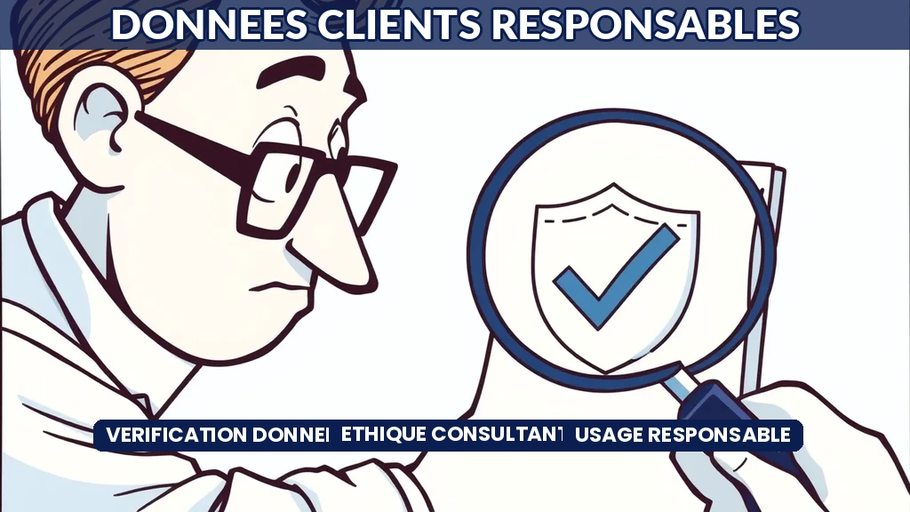 Consultant IA vérifiant la conformité des données clients sur un écran avec checklist de gouvernance