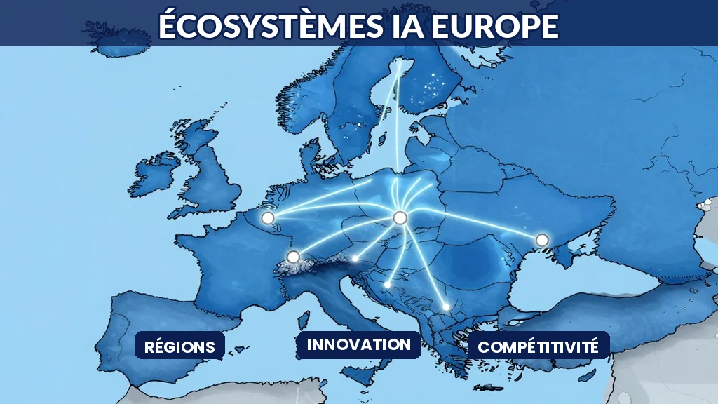 Carte de l'Europe montrant les pôles d'innovation IA régionaux
