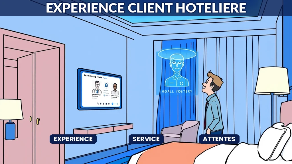 ** Interface de gestion de expérience client hôtelière avec suivi des attentes et personnalisation du service par intelligence artificielle
