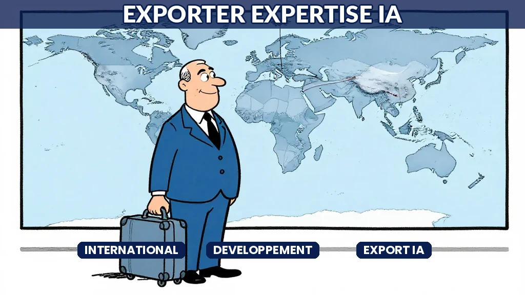 Carte du monde avec des connexions numériques symbolisant le développement international du consulting en intelligence artificielle