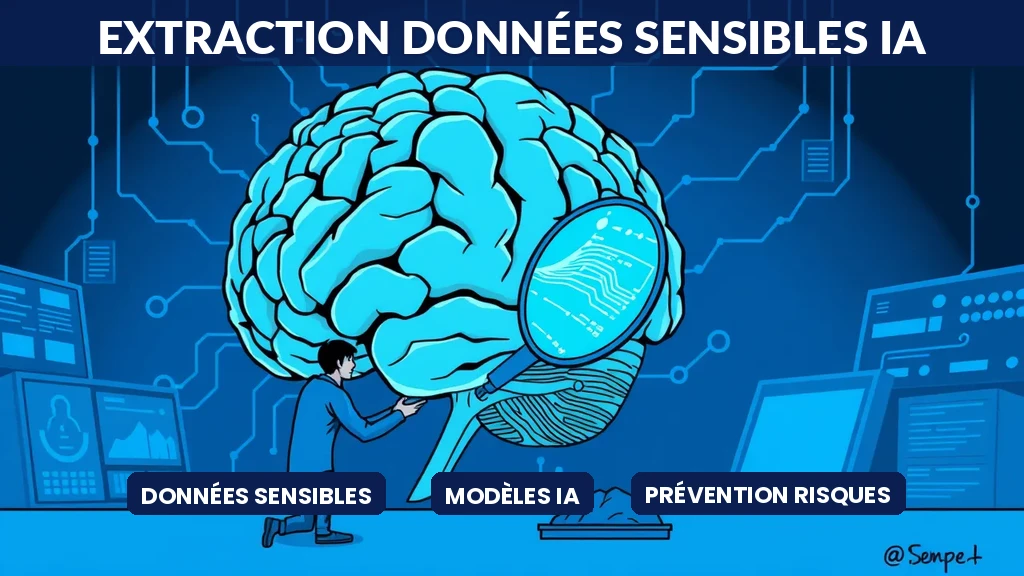 Schéma illustrant extraction de données sensibles depuis un modèle intelligence artificielle