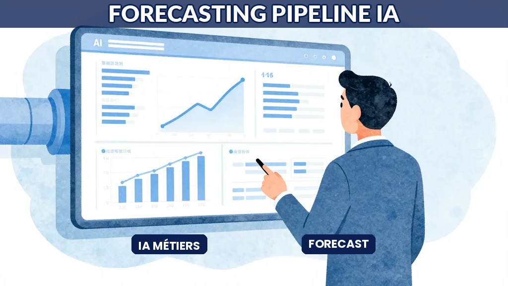Directeur commercial analysant pipeline ventes avec IA pour forecasting