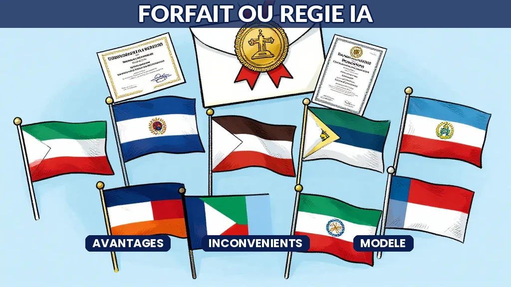 Schéma comparatif montrant deux modèles de facturation forfait et régie pour des missions de consulting IA