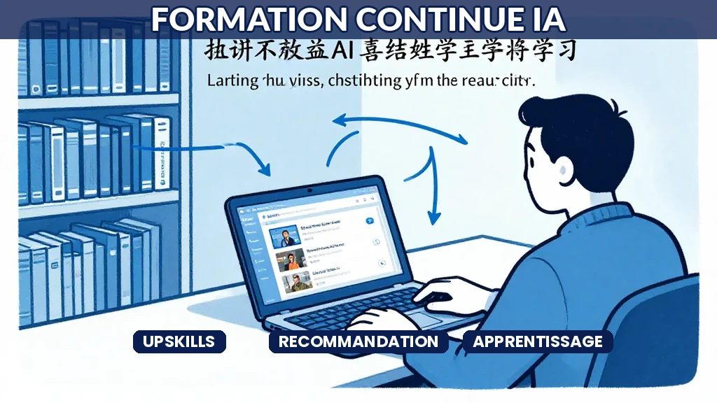 Tableau de bord IA affichant des recommandations personnalisées de formations pour les collaborateurs selon leurs compétences