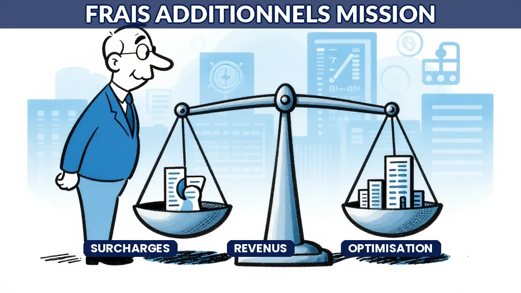 Consultant IA révisant une facture détaillée avec des postes de frais additionnels et surcharges techniques